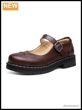Mary Jane Oxford Shoes Thick Platform Heel Round Toe Ankle Tie